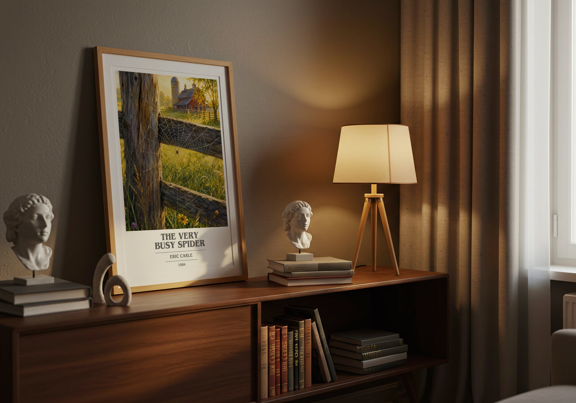 The Very Busy Spider book cover book poster framed on wall – childrens wall art