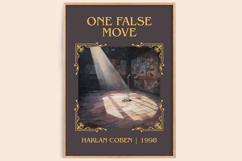 One False Move classic book art book poster by Harlan Coben – framed literary art print