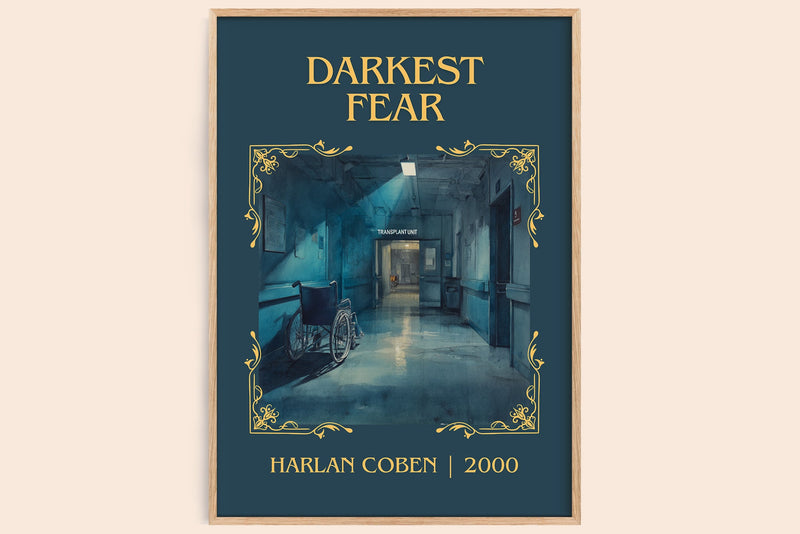 Darkest Fear classic book art book poster by Harlan Coben – framed literary art print