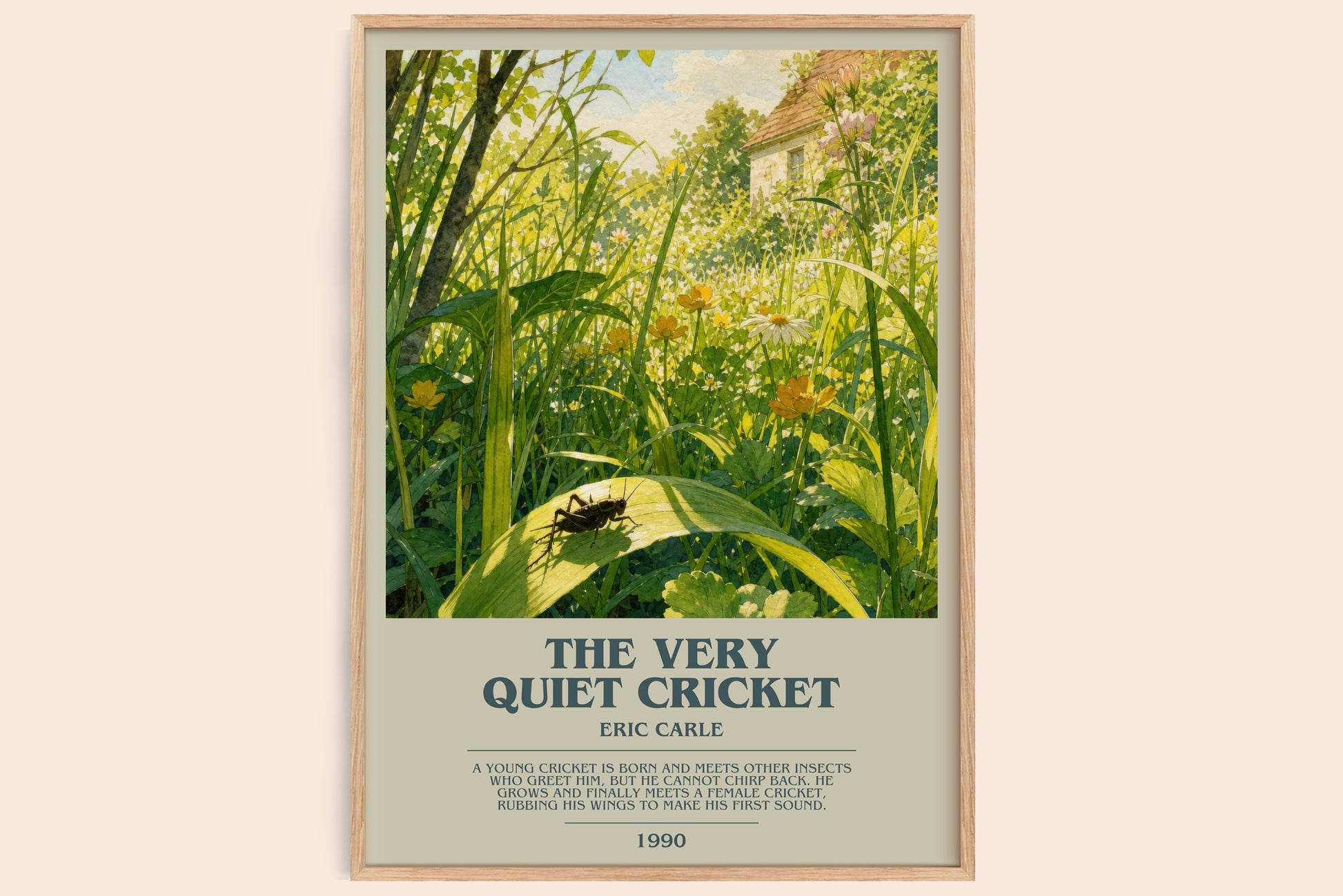 The Very Quiet Cricket bookish book poster by Eric Carle – framed literary art print