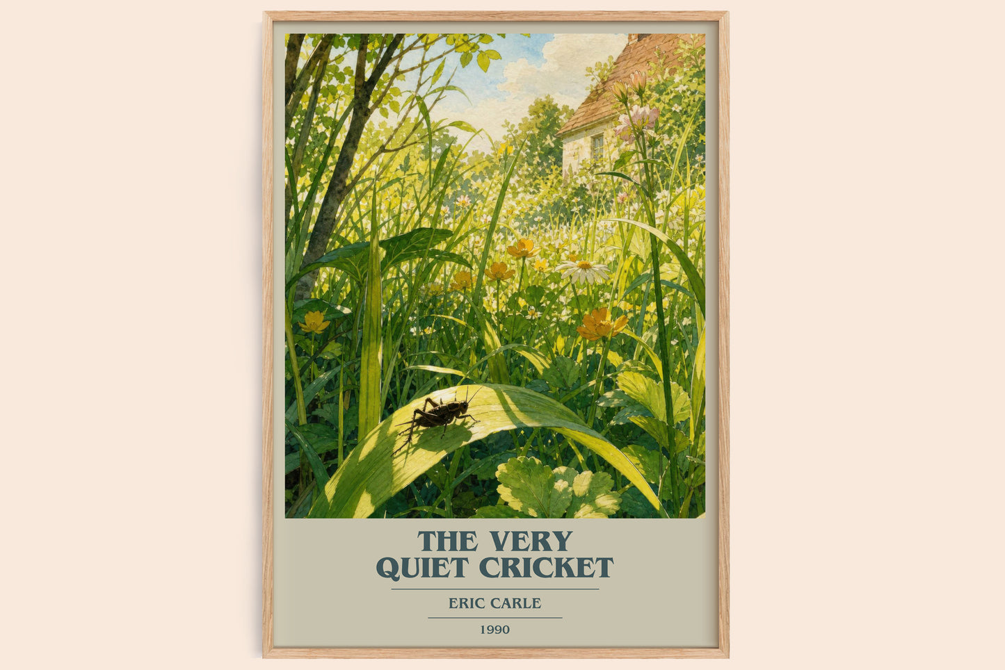 The Very Quiet Cricket book cover book poster by Eric Carle – framed literary art print