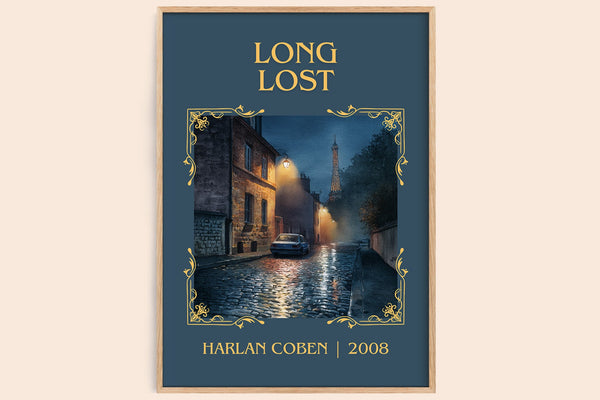 Long Lost classic book art book poster by Harlan Coben – framed literary art print