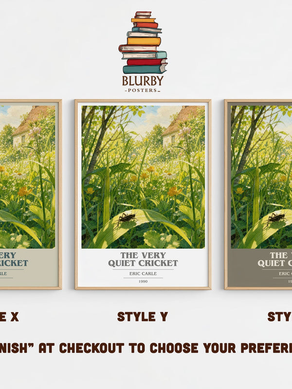 The Very Quiet Cricket book cover print in frame leaning in hallway – childrens wall art