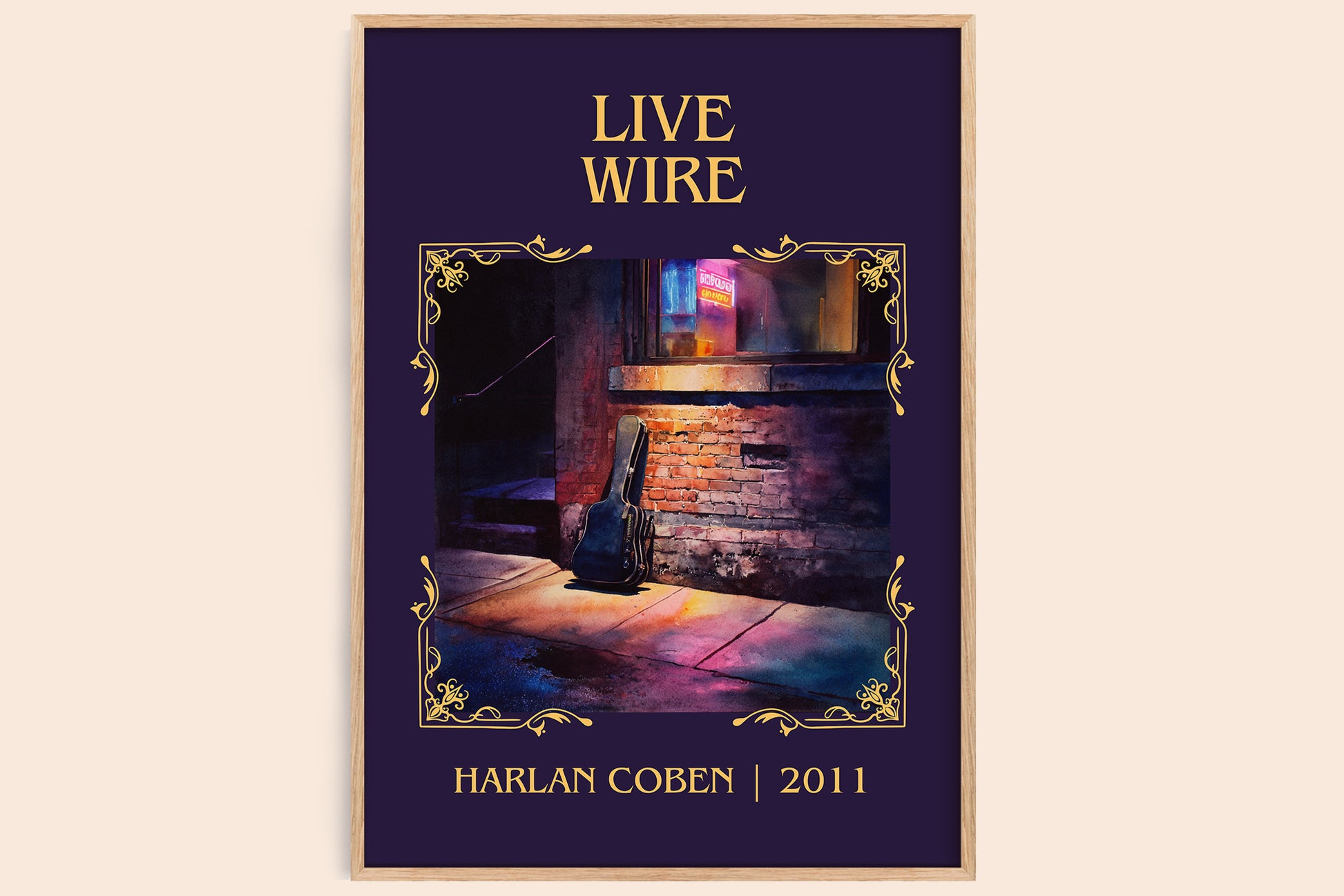 Live Wire classic book art book poster by Harlan Coben – framed literary art print