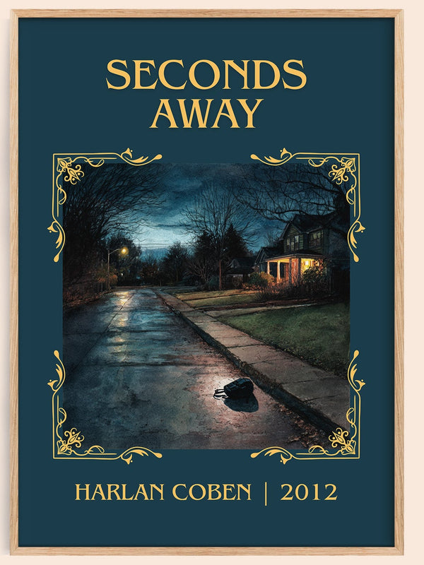 Seconds Away classic book art book poster by Harlan Coben – framed literary art print