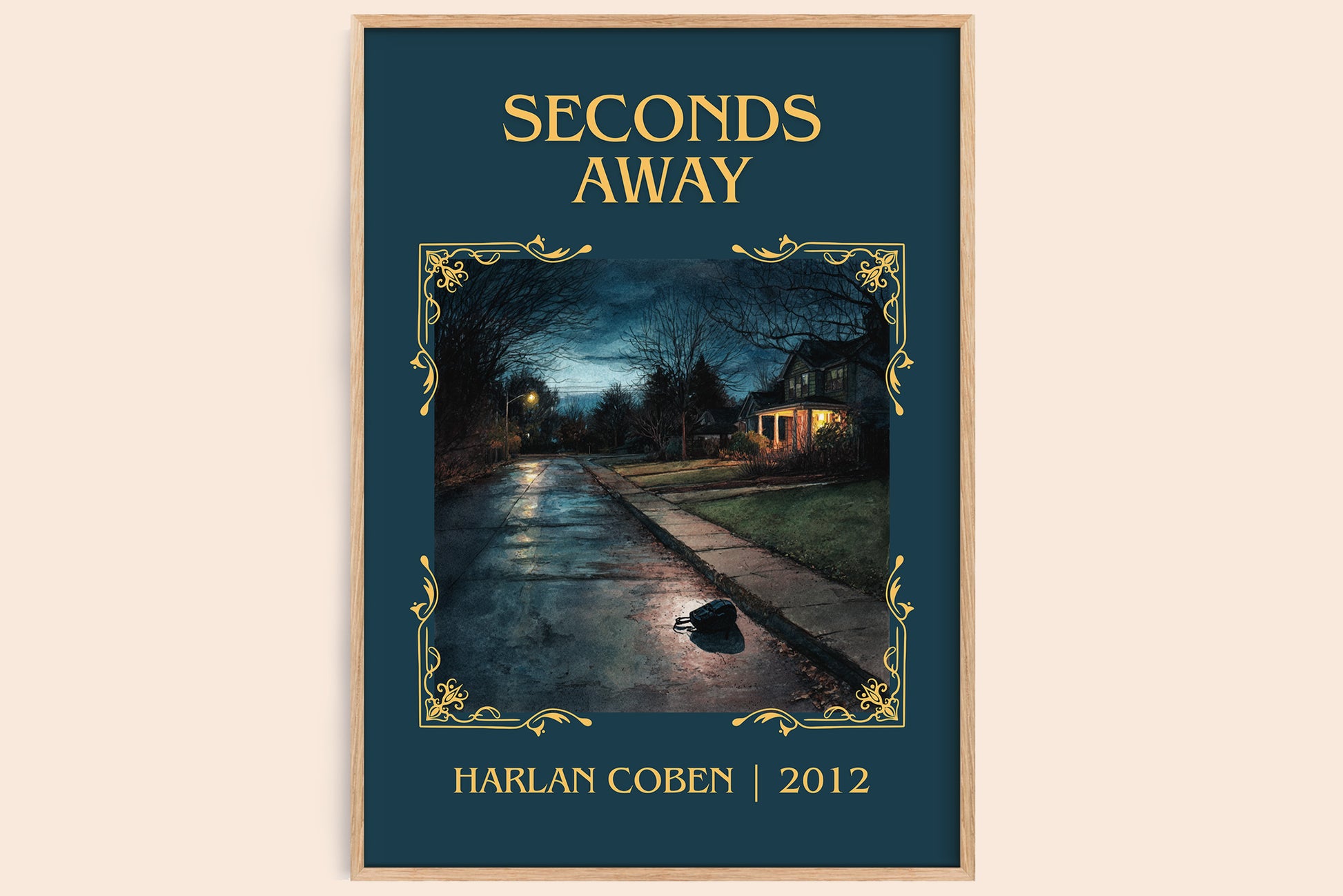 Seconds Away classic book art book poster by Harlan Coben – framed literary art print