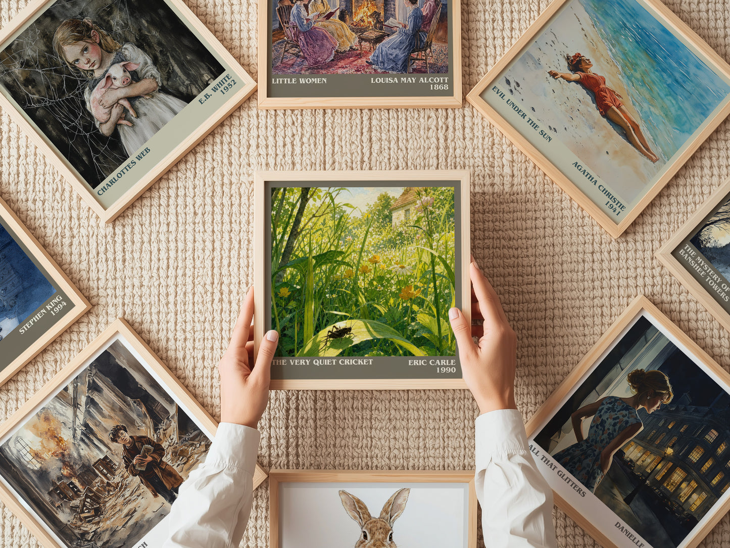 The Very Quiet Cricket literary book poster framed on wall – childrens wall art
