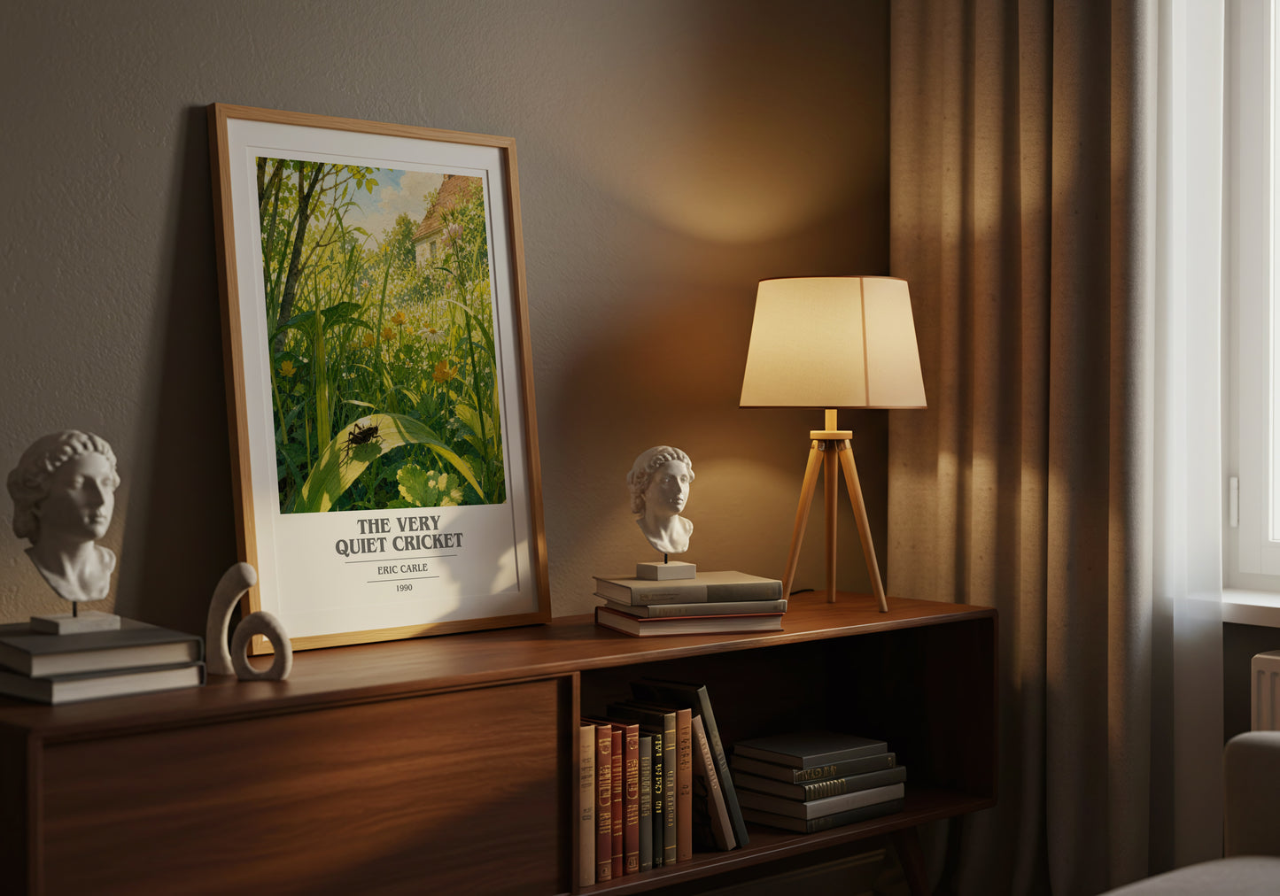 The Very Quiet Cricket book cover book poster framed on wall – childrens wall art