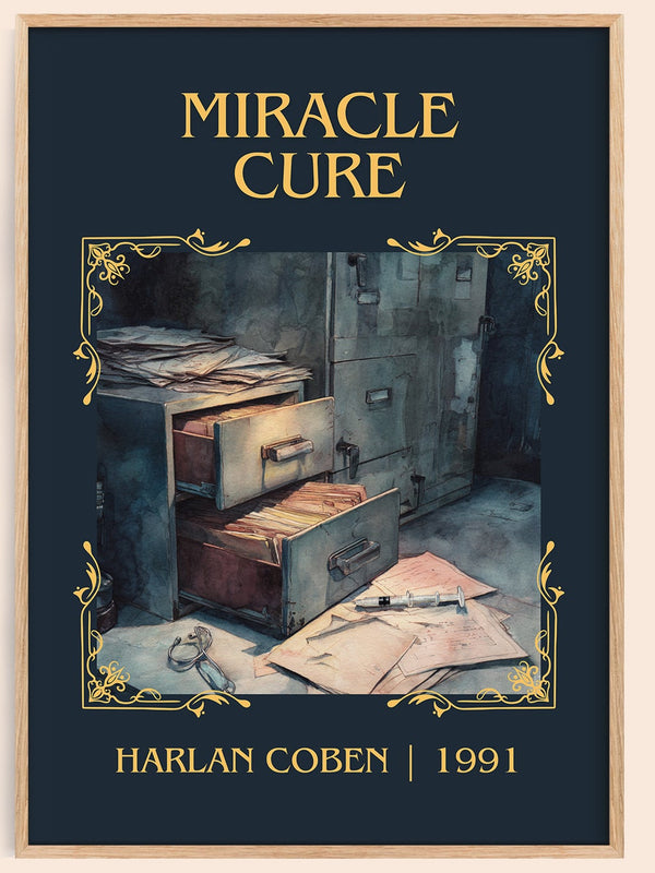Miracle Cure classic book art book poster by Harlan Coben – framed literary art print