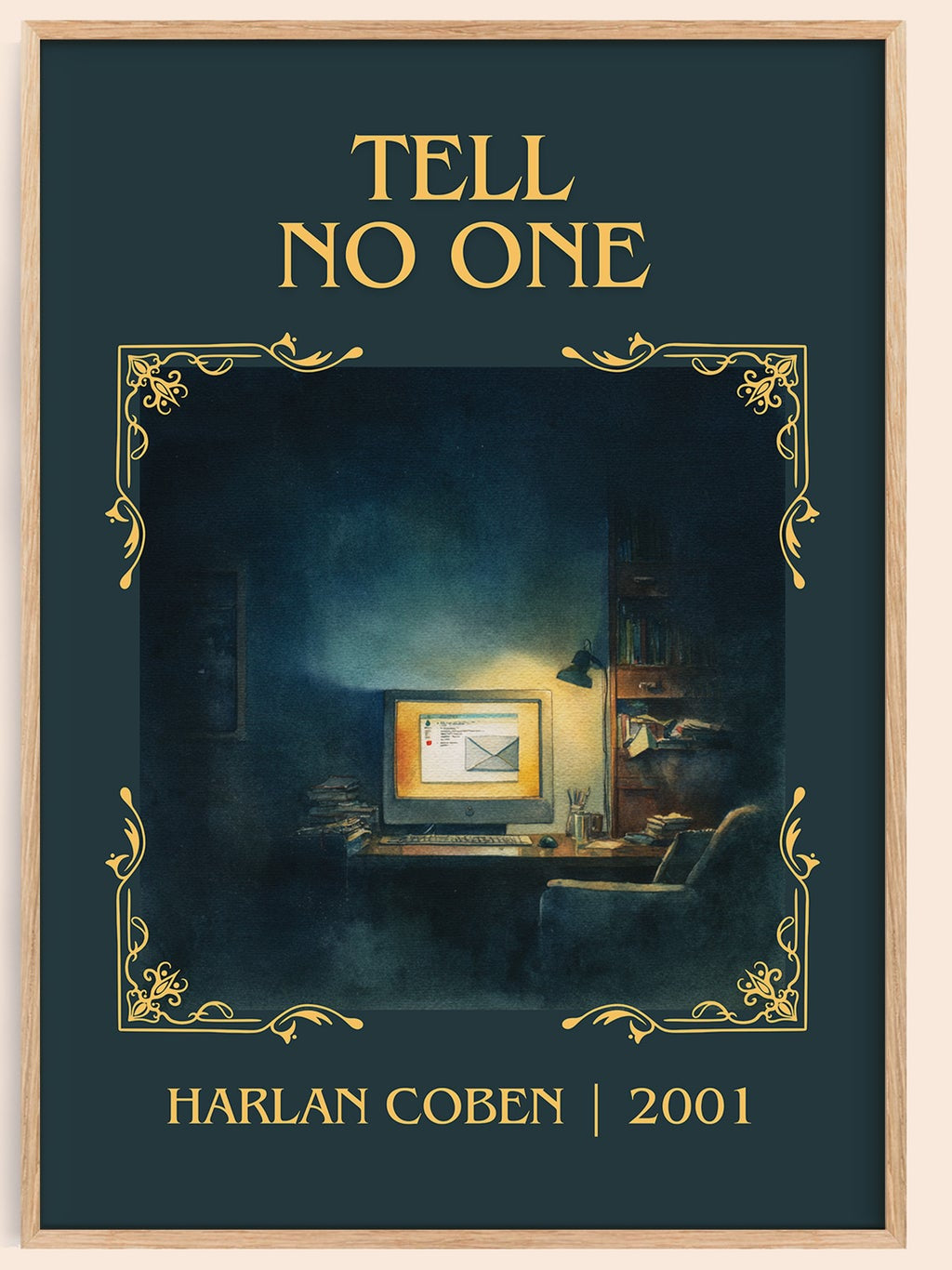Tell No One classic book art book poster by Harlan Coben – framed literary art print