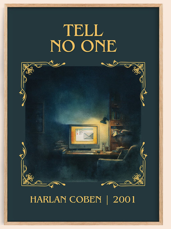 Tell No One classic book art book poster by Harlan Coben – framed literary art print