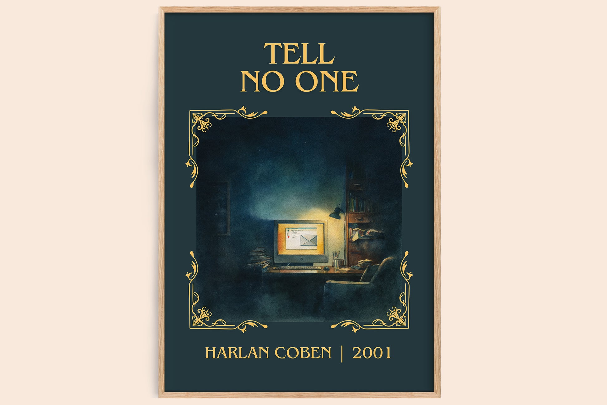 Tell No One classic book art book poster by Harlan Coben – framed literary art print
