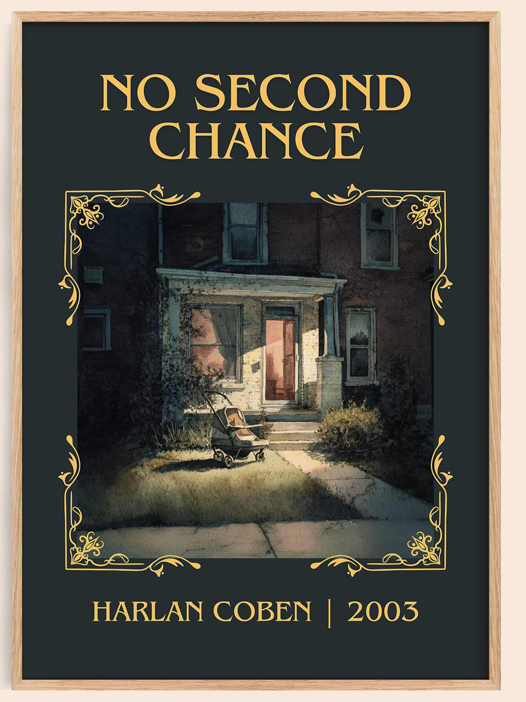 No Second Chance classic book art book poster by Harlan Coben – framed literary art print