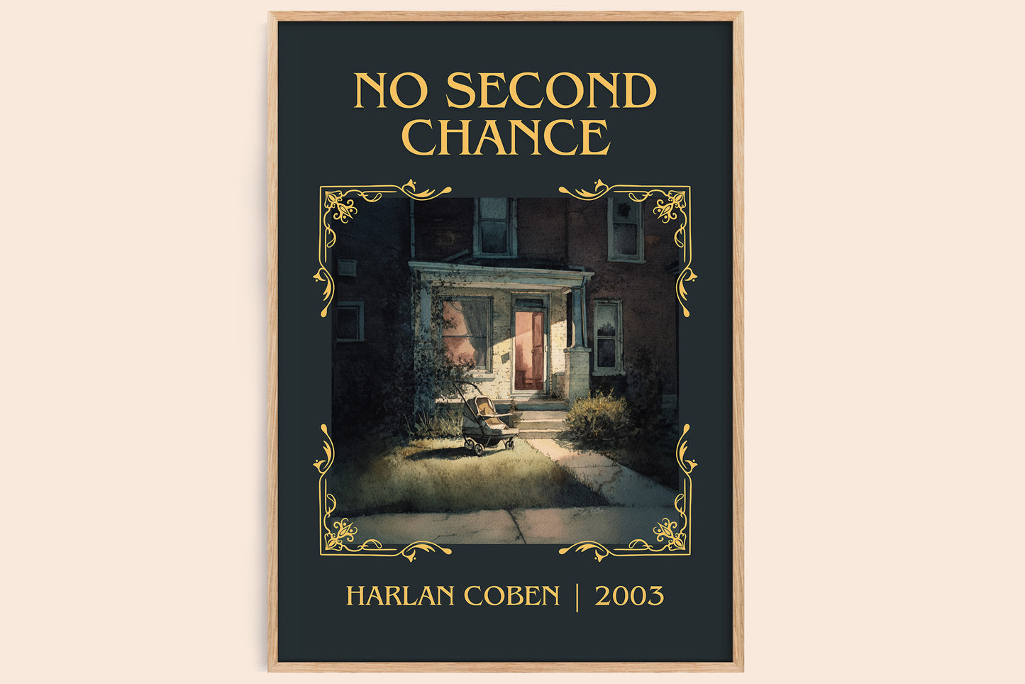 No Second Chance classic book art book poster by Harlan Coben – framed literary art print