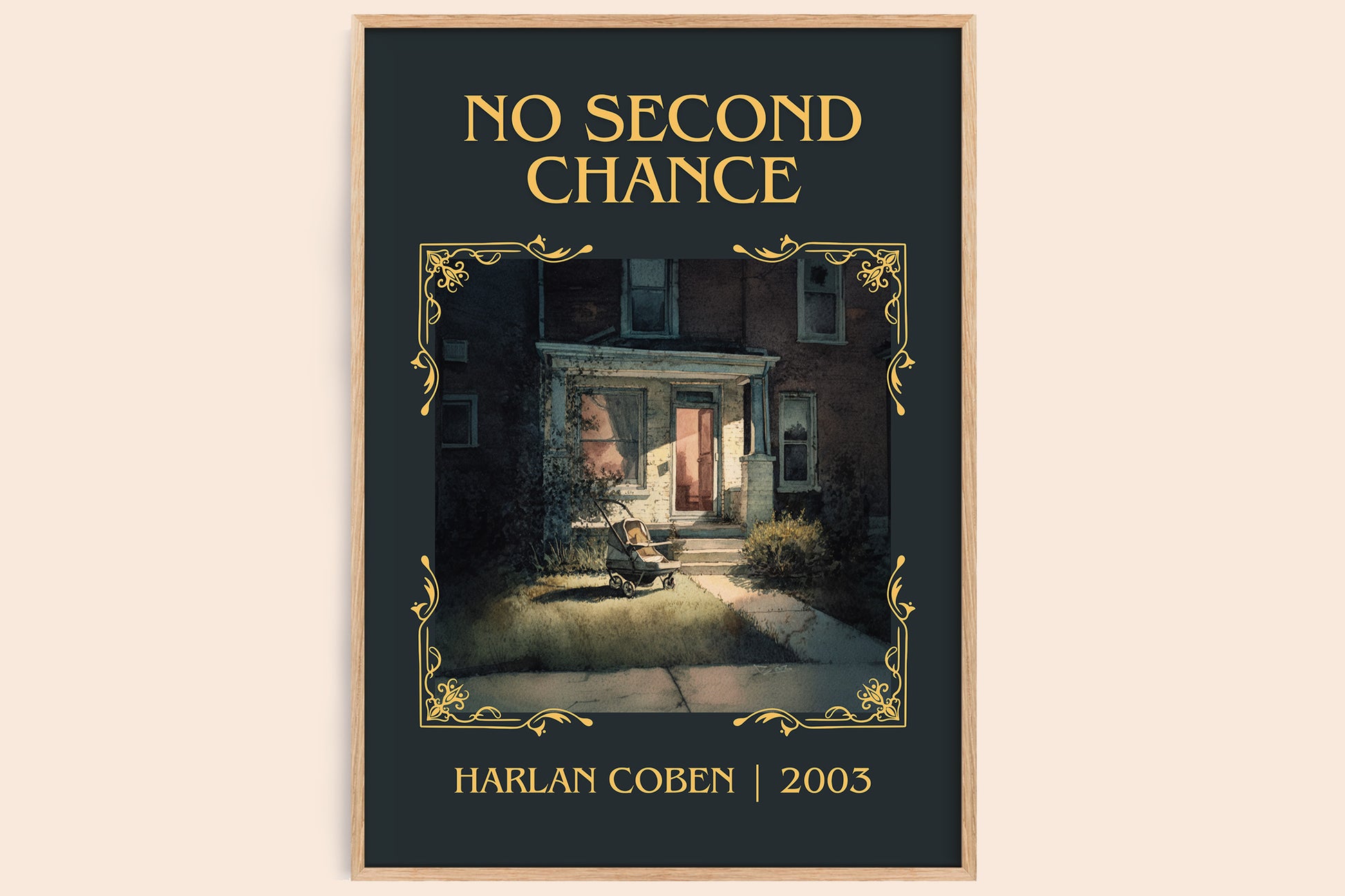 No Second Chance classic book art book poster by Harlan Coben – framed literary art print