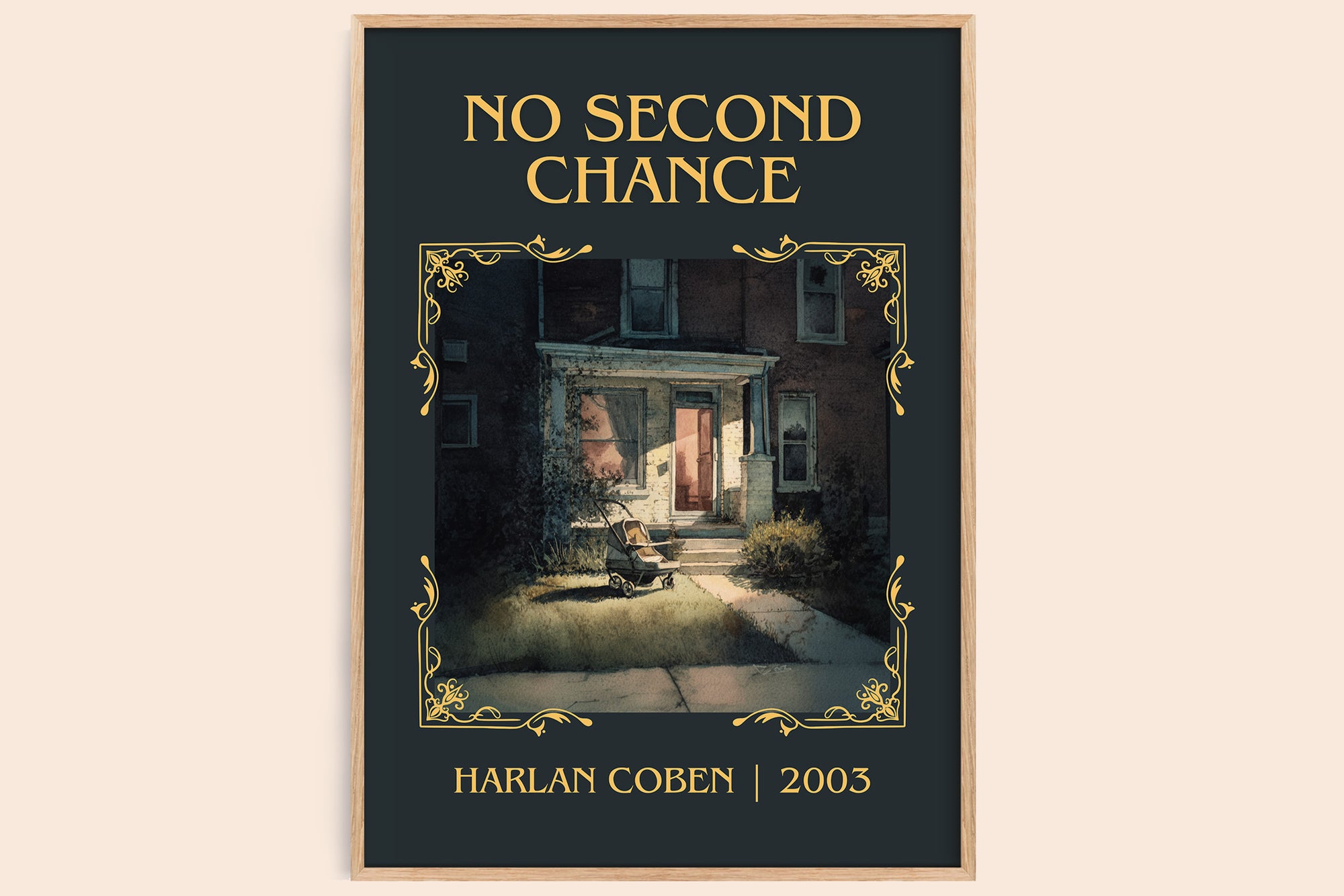 No Second Chance classic book art book poster by Harlan Coben – framed literary art print
