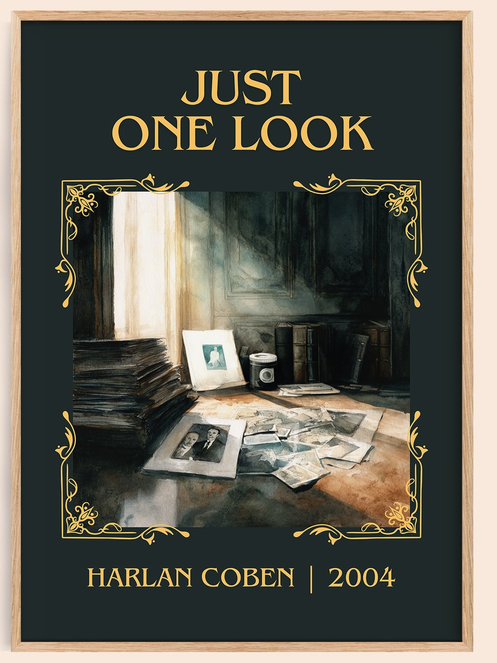 Just One Look classic book art book poster by Harlan Coben – framed literary art print