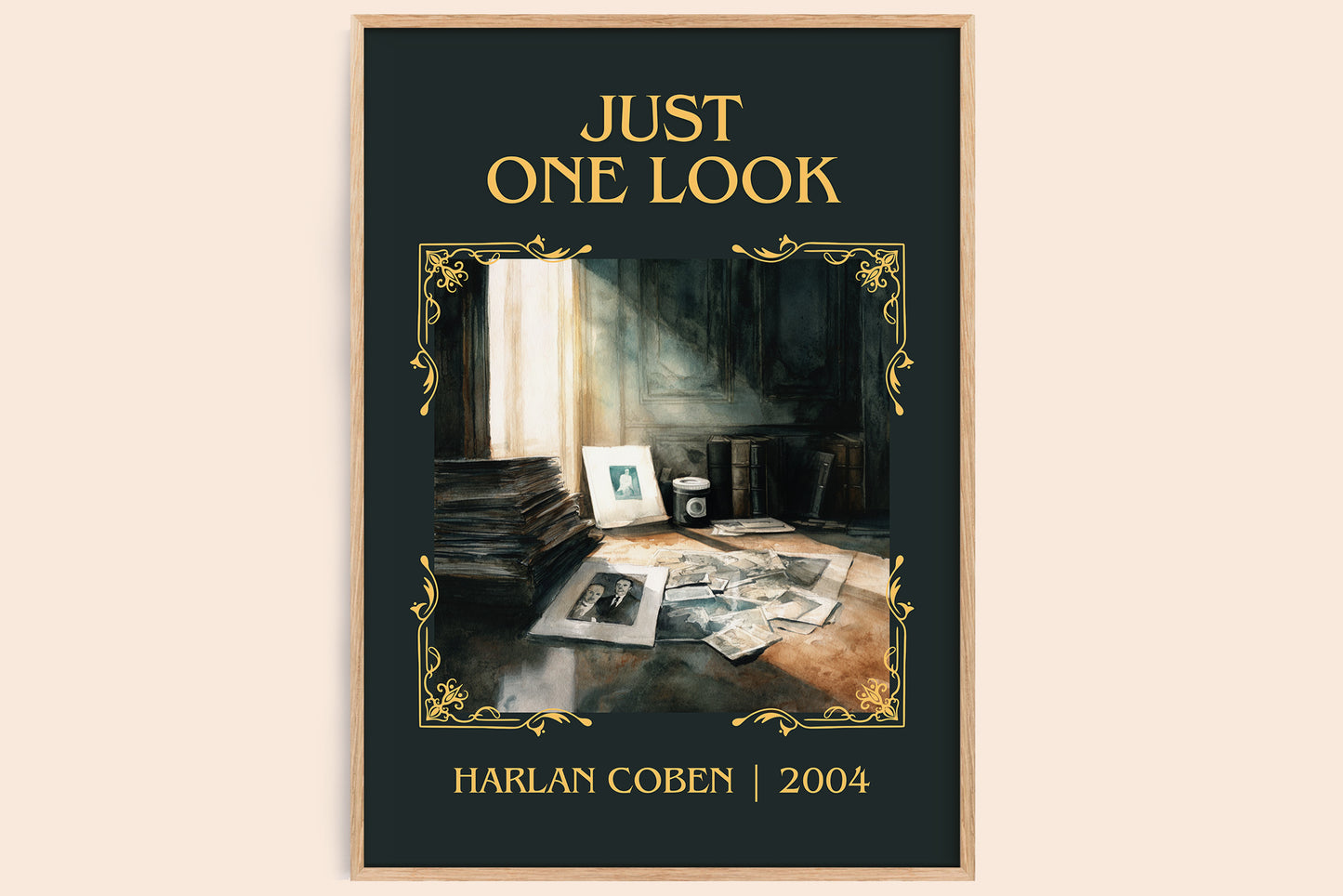Just One Look classic book art book poster by Harlan Coben – framed literary art print