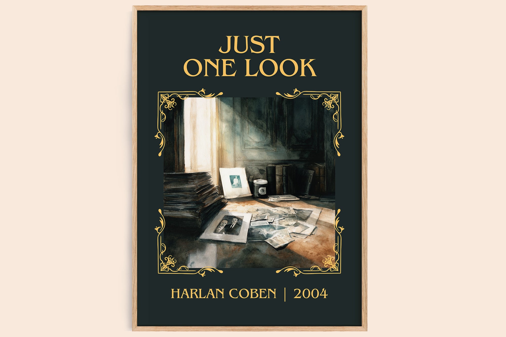 Just One Look classic book art book poster by Harlan Coben – framed literary art print