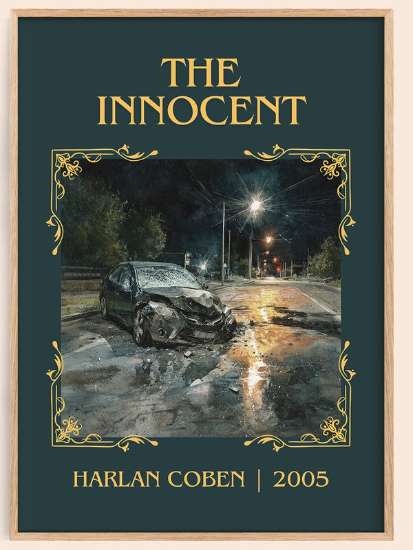 The Innocent classic book art book poster by Harlan Coben – framed literary art print