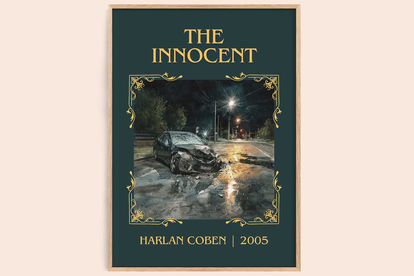 The Innocent classic book art book poster by Harlan Coben – framed literary art print