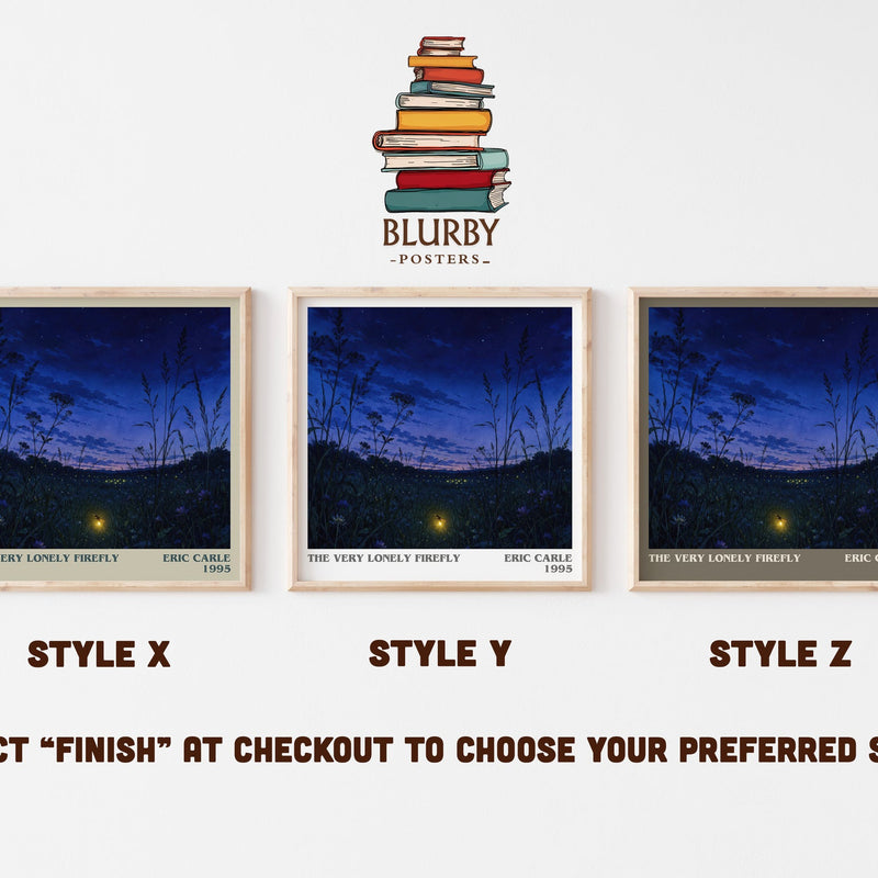 The Very Lonely Firefly literary print in frame leaning in hallway – childrens wall art