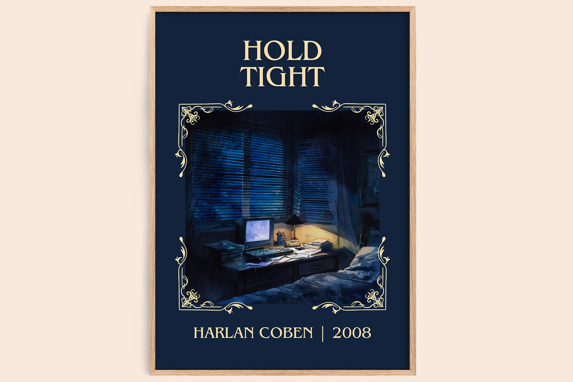 Hold Tight classic book art book poster by Harlan Coben – framed literary art print