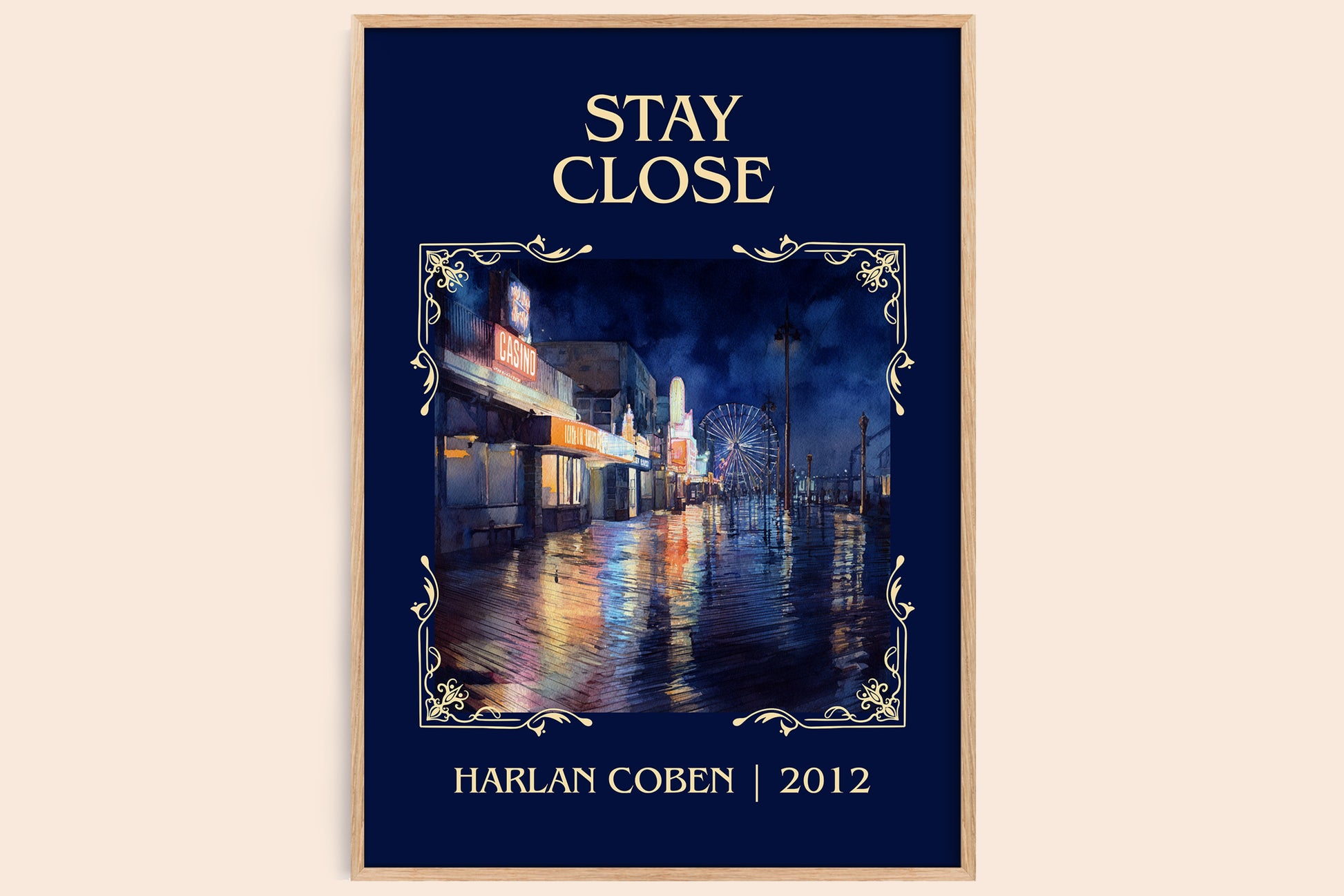 Stay Close classic book art book poster by Harlan Coben – framed literary art print
