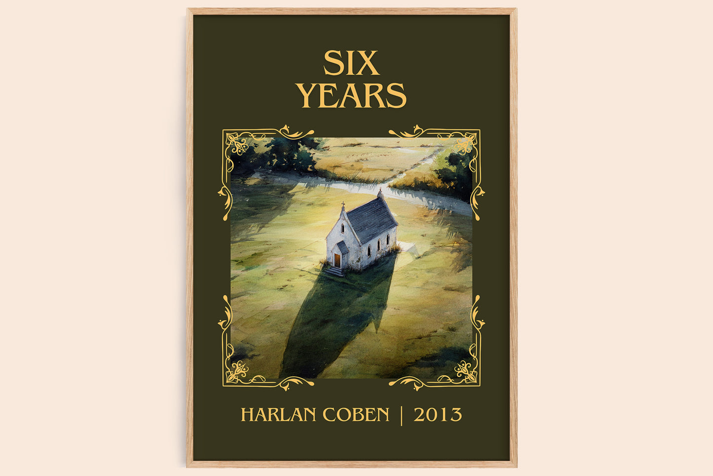 Six Years classic book art book poster by Harlan Coben – framed literary art print
