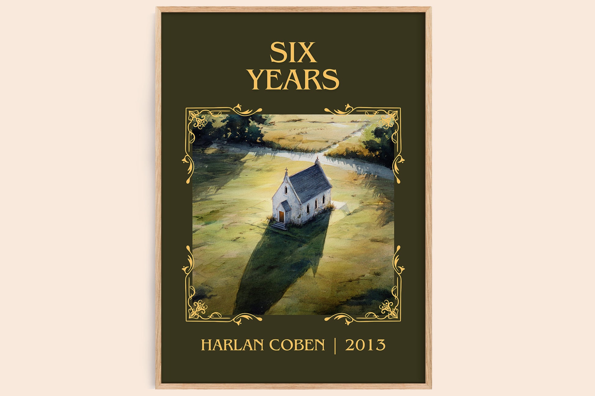 Six Years classic book art book poster by Harlan Coben – framed literary art print