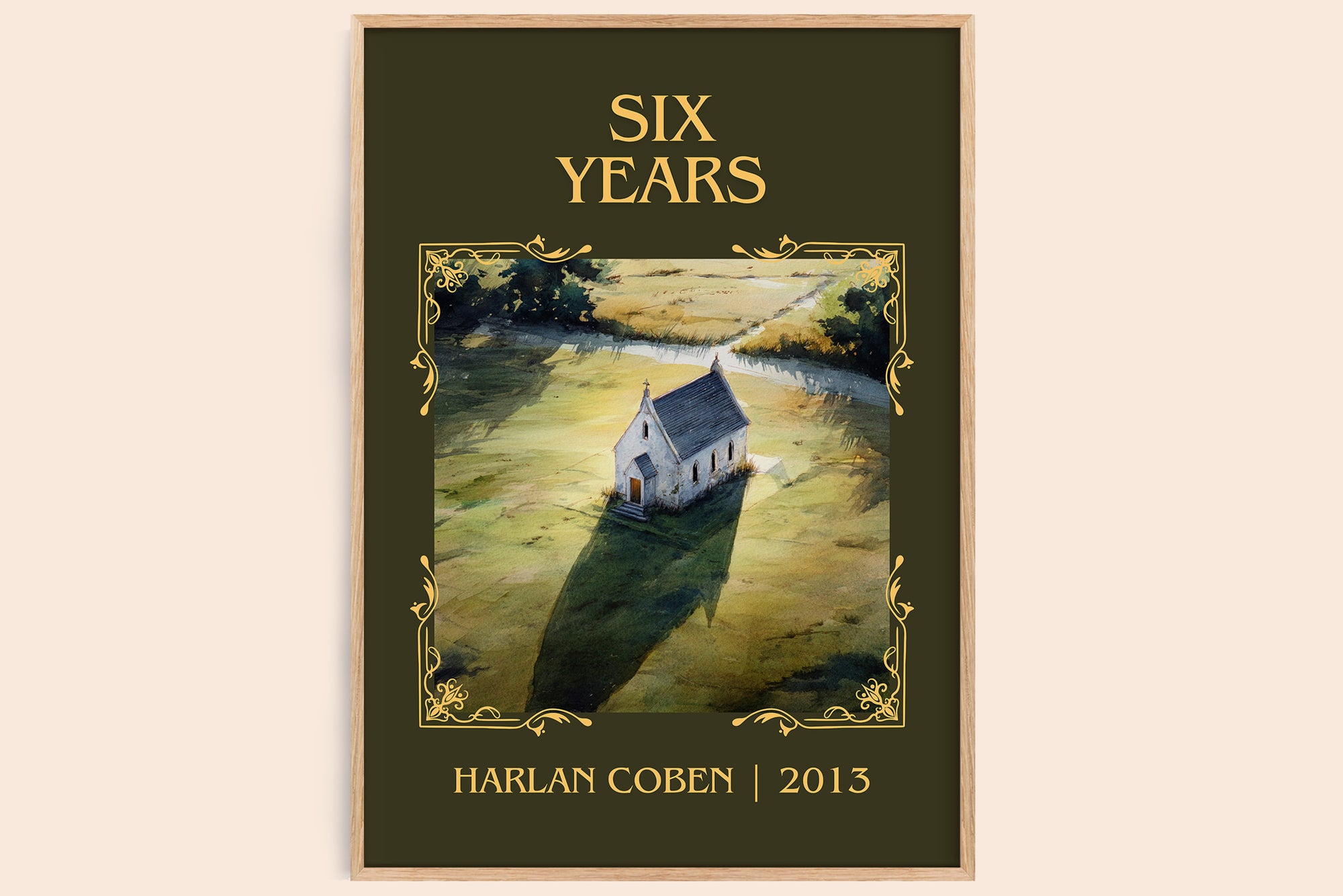 Six Years classic book art book poster by Harlan Coben – framed literary art print