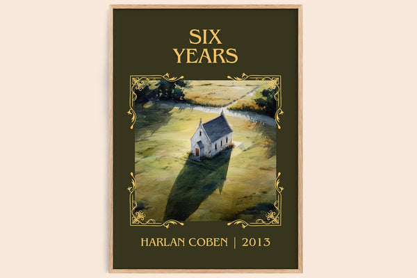 Six Years classic book art book poster by Harlan Coben – framed literary art print