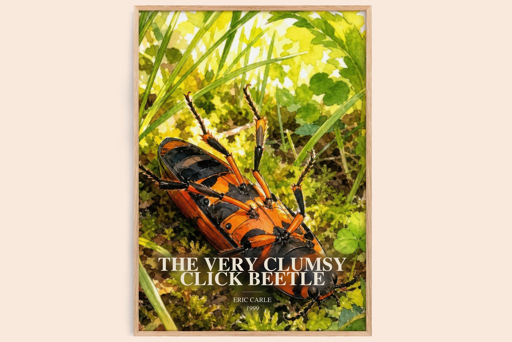 Very Clumsy Click Beetle Book Watercolour Illustration by Eric Carle