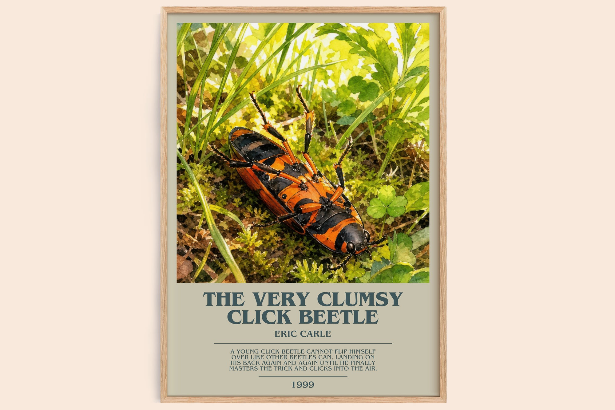 The Very Clumsy Click Beetle bookish book poster by Eric Carle – framed literary art print
