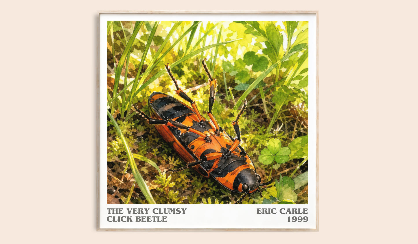 The Very Clumsy Click Beetle literary book poster by Eric Carle – framed literary art print
