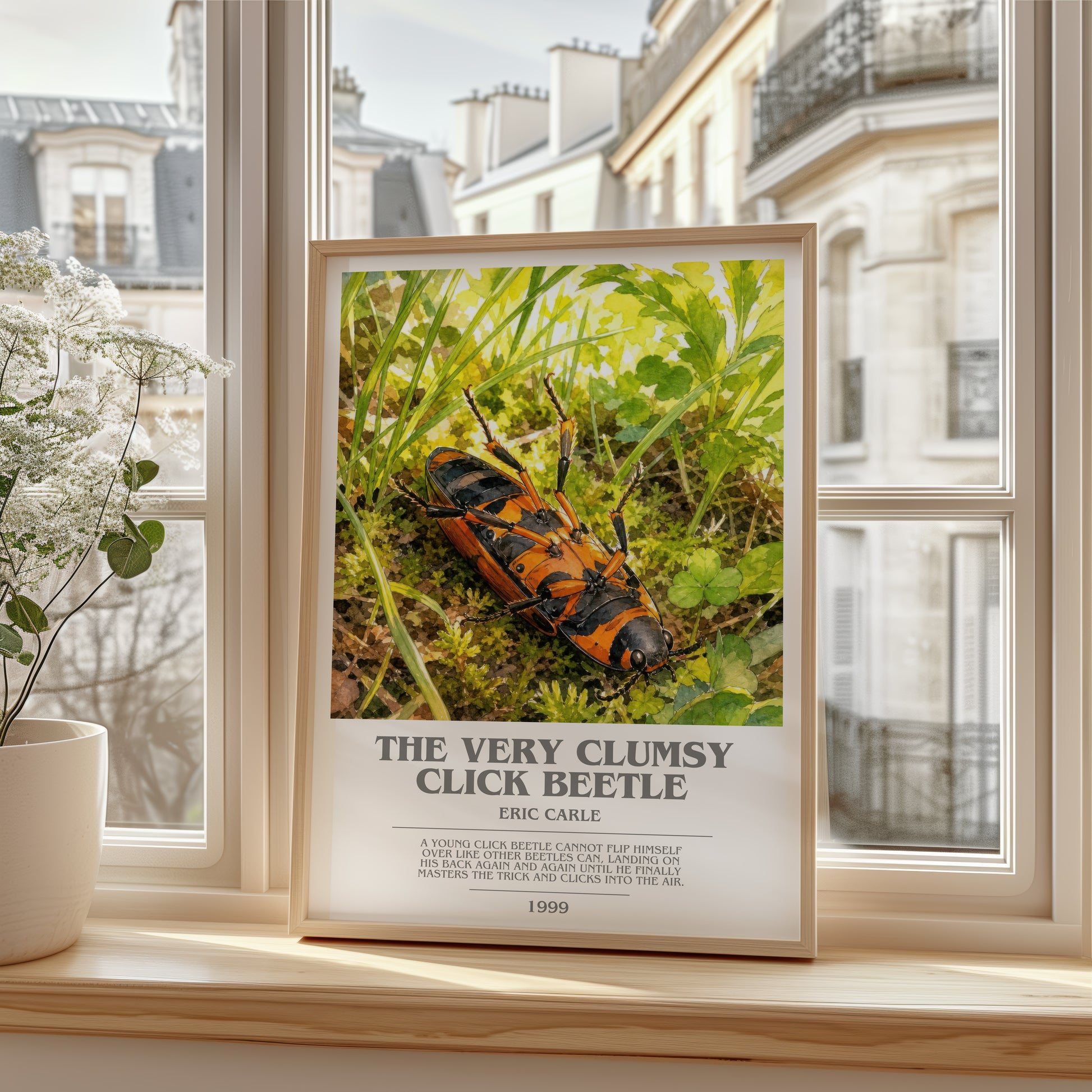 The Very Clumsy Click Beetle bookish poster colour and style options – Eric Carle book art