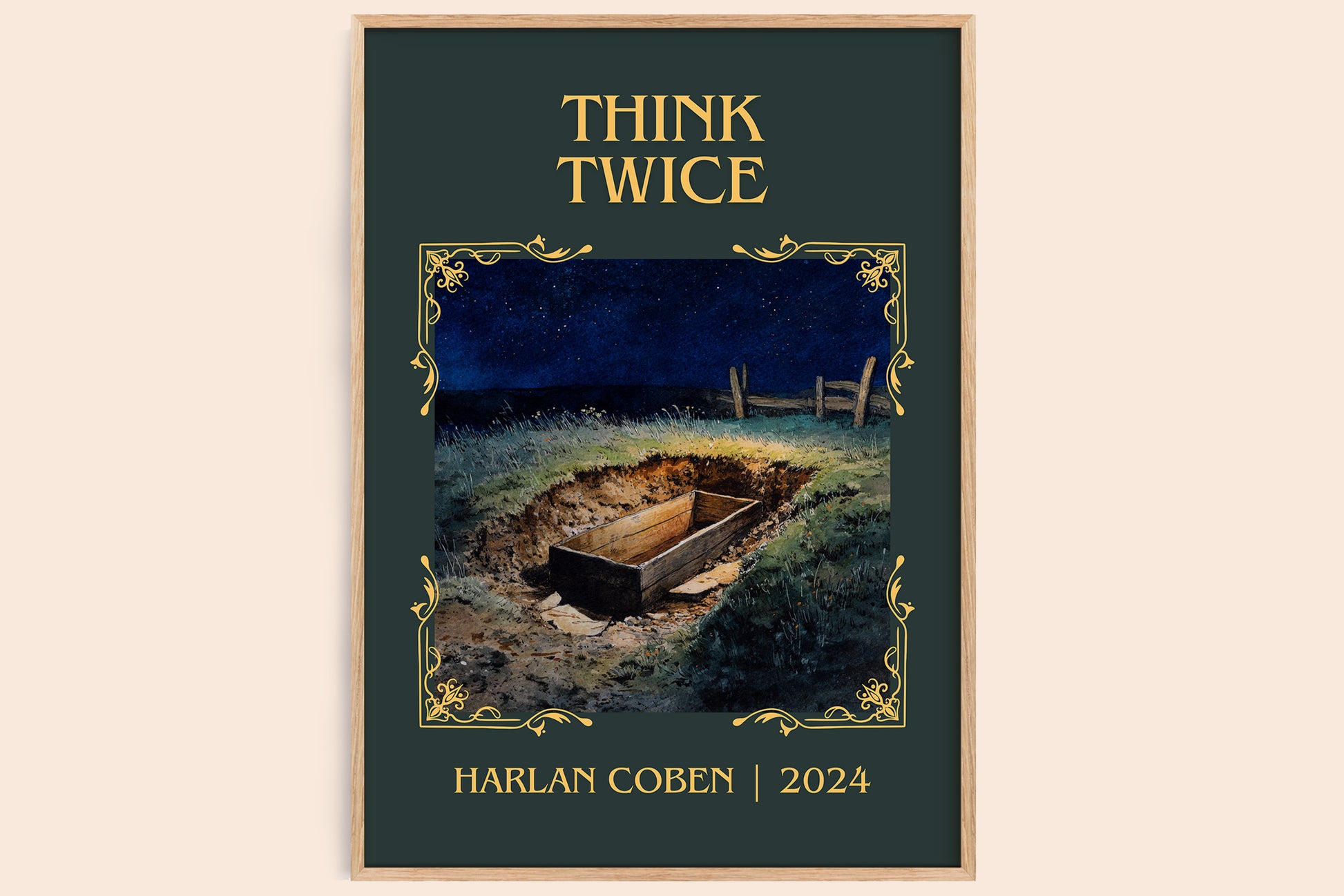 Think Twice classic book art book poster by Harlan Coben – framed literary art print