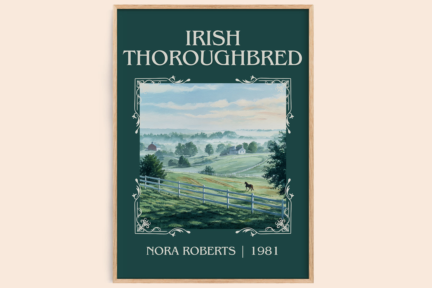 Irish Thoroughbred classic book art book poster by Nora Roberts – framed literary art print