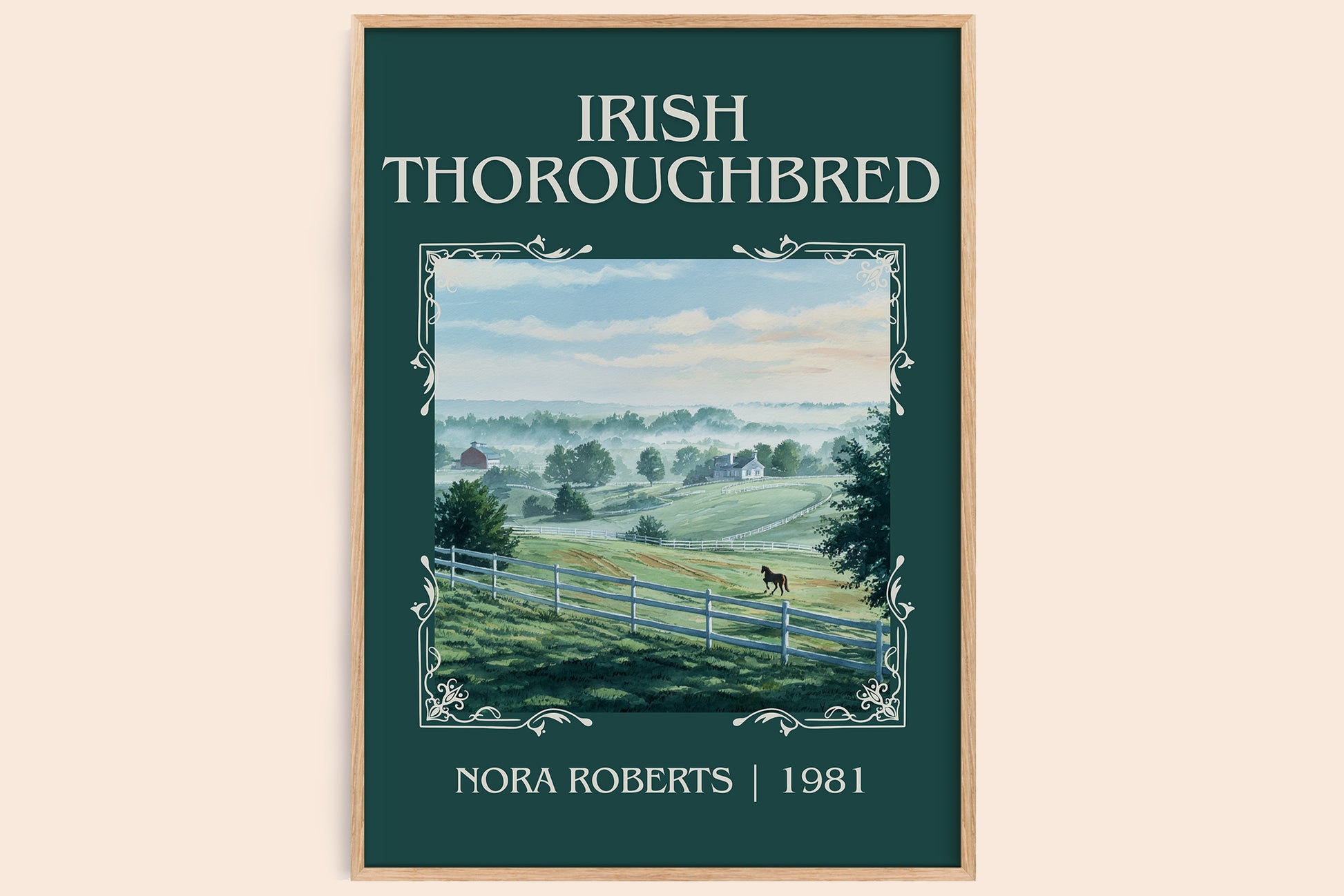 Irish Thoroughbred classic book art book poster by Nora Roberts – framed literary art print