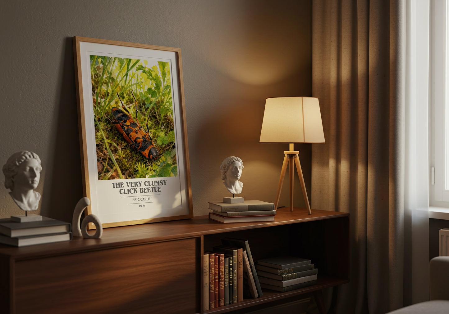 The Very Clumsy Click Beetle book cover book poster framed on wall – childrens wall art