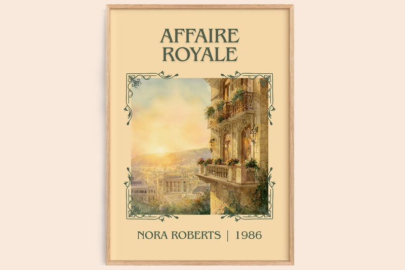 Affaire Royale classic book art book poster by Nora Roberts – framed literary art print