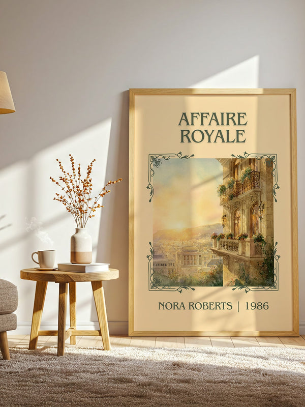 Affaire Royale classic book art print in frame leaning in hallway – romance wall art