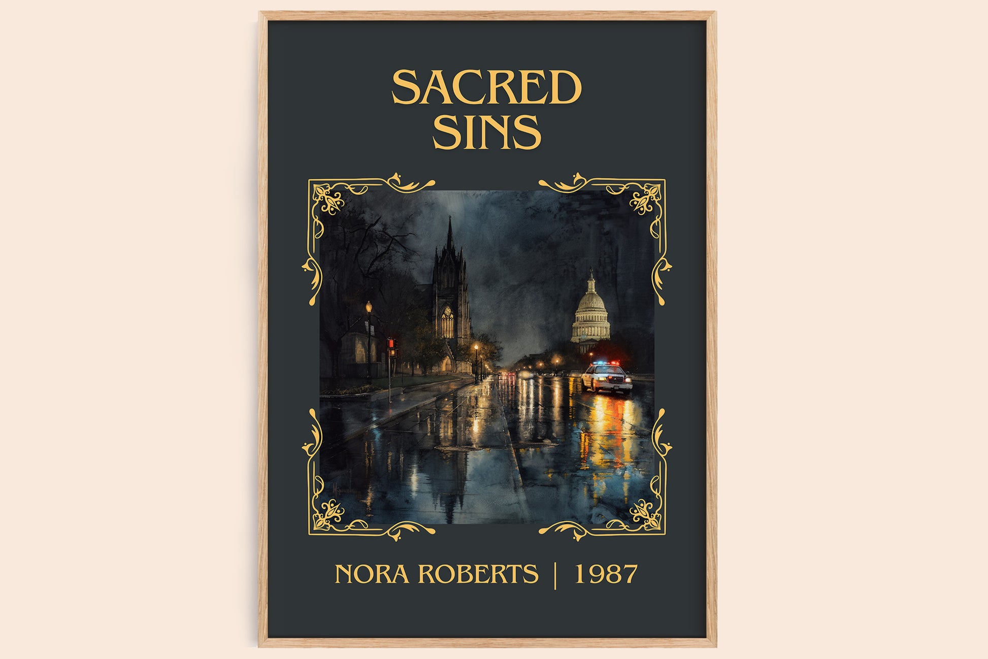 Sacred Sins classic book art book poster by Nora Roberts – framed literary art print