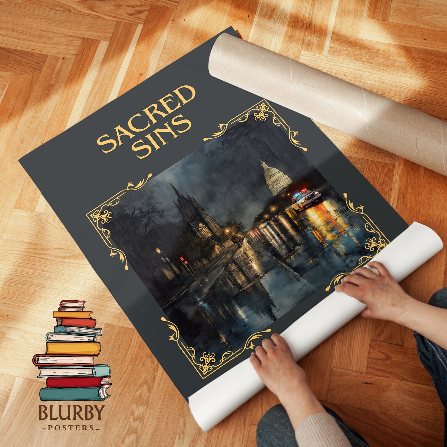 Sacred Sins classic book art print on bookshelf – Nora Roberts fan gift