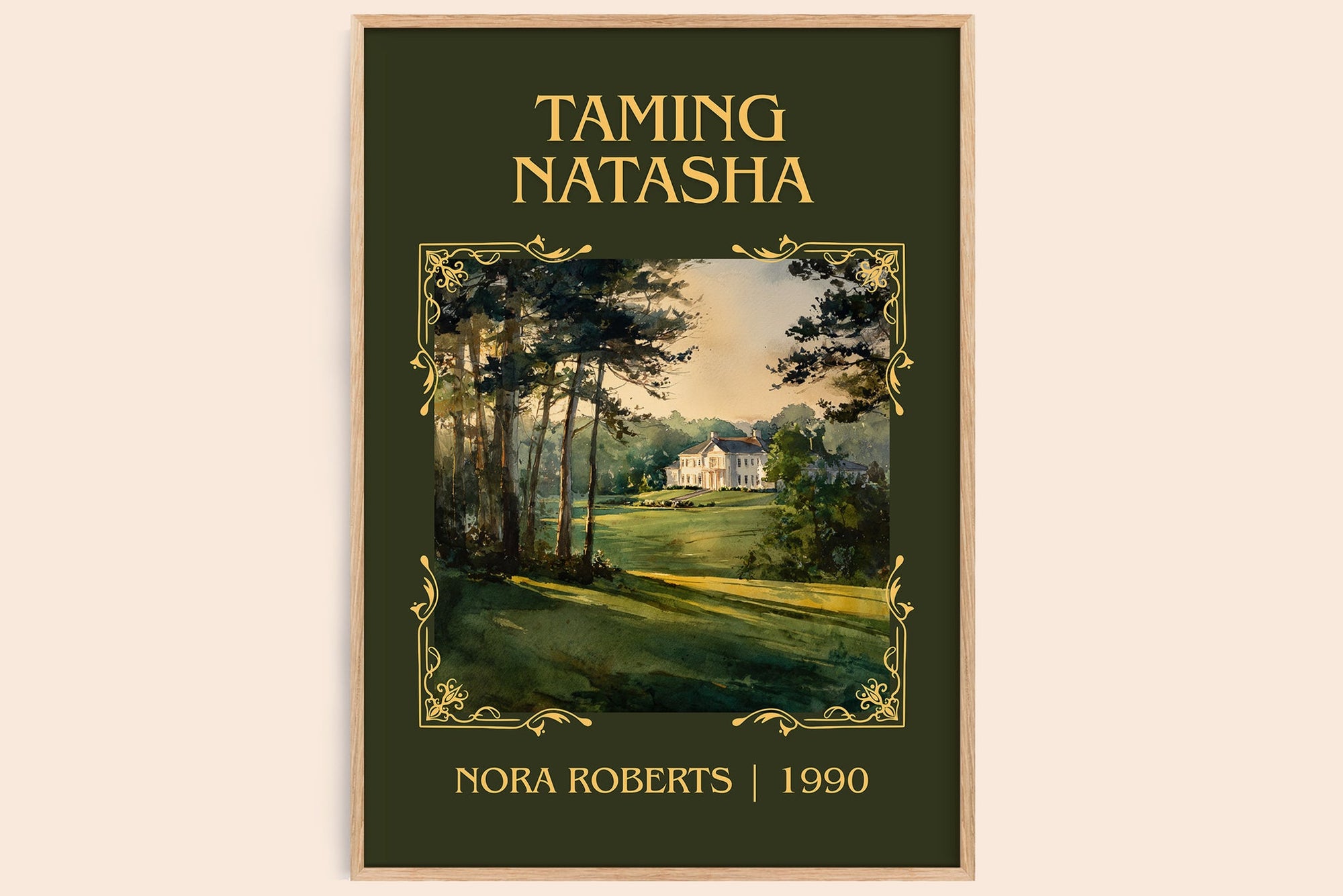 Taming Natasha classic book art book poster by Nora Roberts – framed literary art print