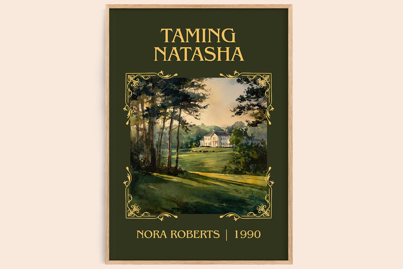 Taming Natasha classic book art book poster by Nora Roberts – framed literary art print