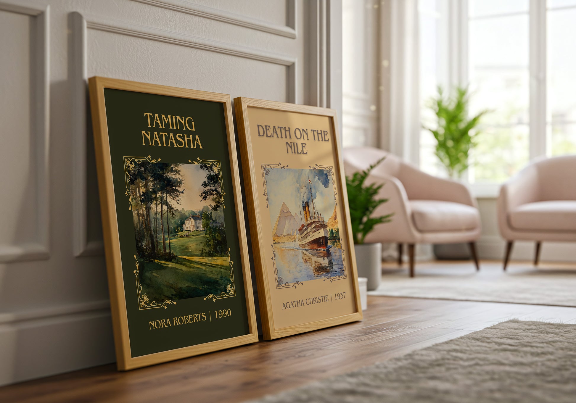 Taming Natasha classic book art print framed by window – literary home decor