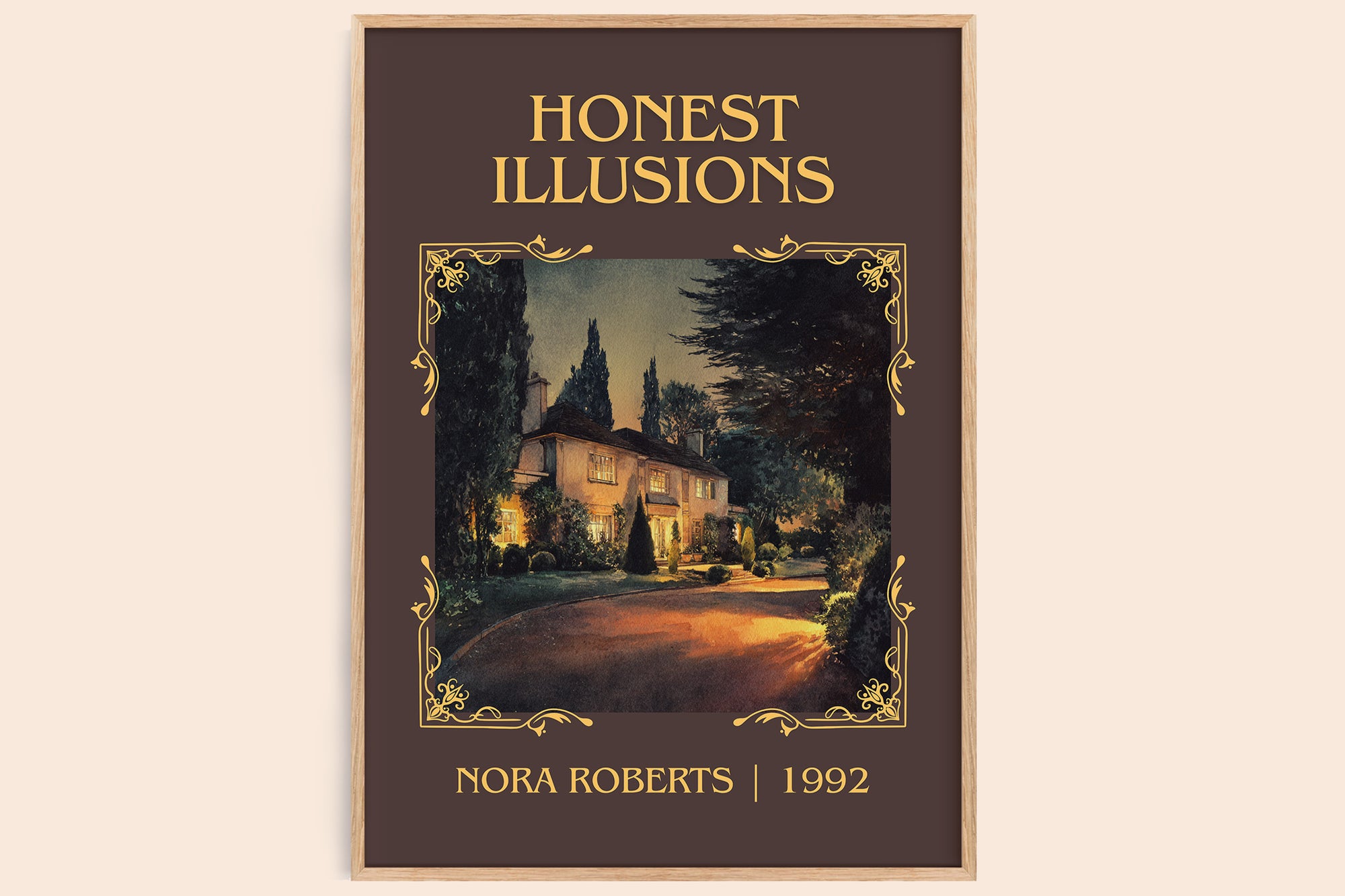 Honest Illusions classic book art book poster by Nora Roberts – framed literary art print
