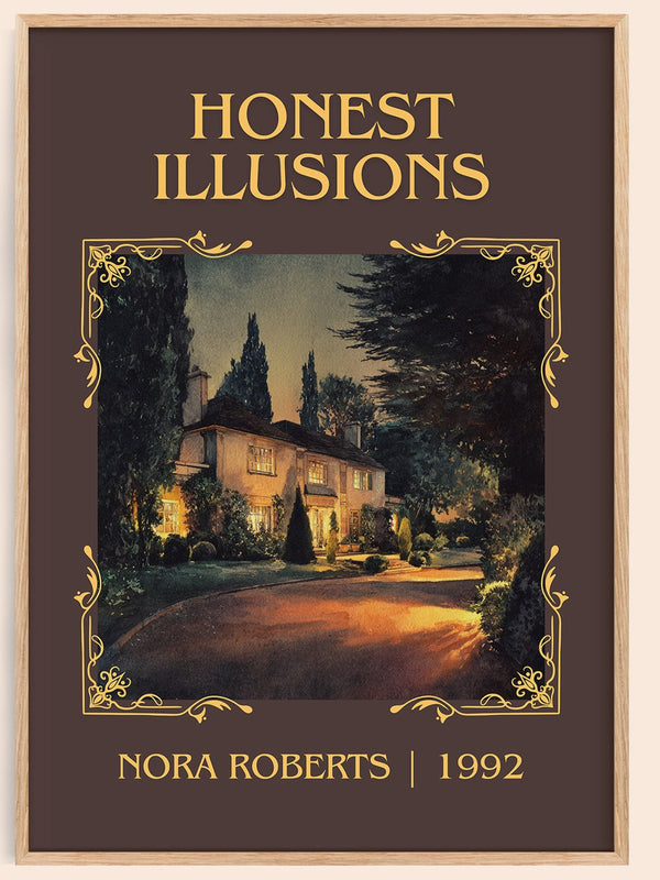 Honest Illusions classic book art book poster by Nora Roberts – framed literary art print