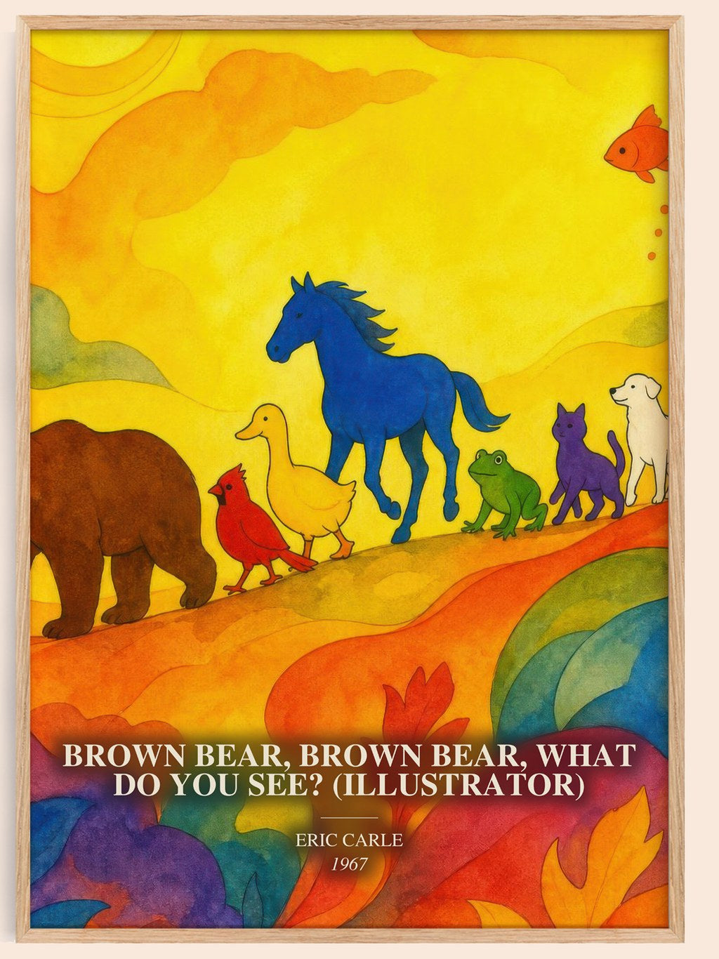 Brown Bear, Brown Bear, What Do You See? (Illustrator) watercolour book poster by Eric Carle – framed literary art print